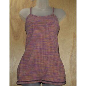 Lululemon Women Power Y Pink/Orange Tank Top Build in Bra Athleisure Yoga Size 6